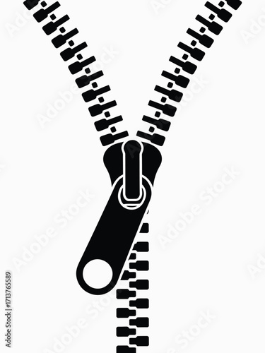 Stylized black and white zipper illustration vector graphic eps scalable silhouette vector illustration white background