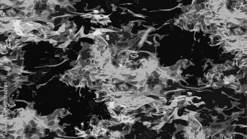 Abstract grayscale liquid texture with fluid, chaotic black and white patterns. Swirling in water, marbled smoke, or molten surfaces. Ideal for backgrounds, abstract design and modern digital art.
