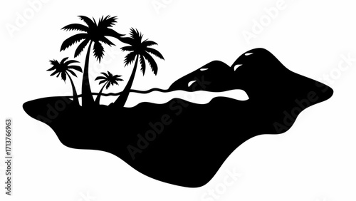 Dreamy tropical island getaway with palm trees and mountain views, perfect for vacation vibes, adventure travel, or a peaceful escape to paradise