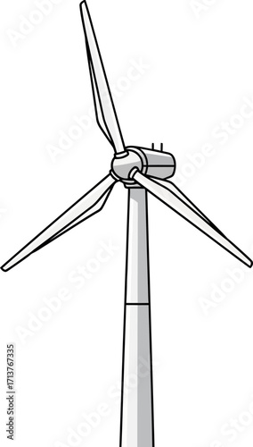 Modern wind turbine generating clean energy, symbolizing renewable power and environmental sustainability.