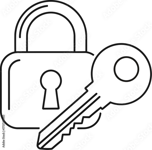 Secure access granted with traditional key and padlock illustration