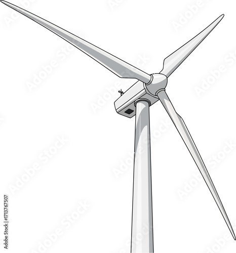 Modern wind turbine generating clean energy against a bright sky