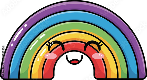 Joyful cartoon rainbow with a happy face, bringing vibrant color and optimism