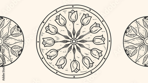 Elegant floral mandala patterns radiate timeless beauty and natural symmetry, perfect for decorative designs.
