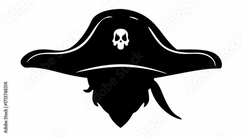 Bold pirate hat with skull emblem for adventures, games, and treasure hunts graphic element