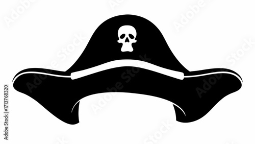 Bold pirate hat with skull icon for Halloween designs and nautical adventures, vector style