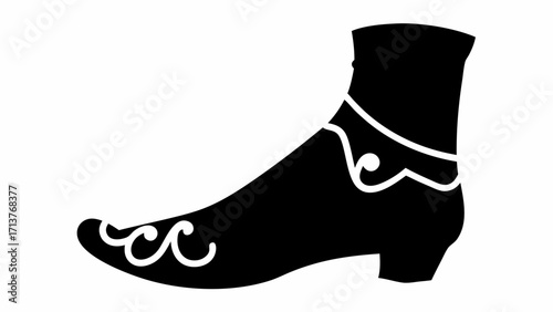 Elegant silhouette of a traditional Turkish slipper, perfect for cultural designs and historical themes