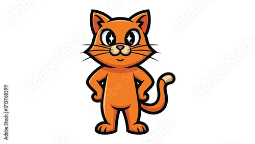 Playful Cat Portrait: a friendly orange cat with expressive eyes and a confident stance invites you to a world of playful charm and feline delight.