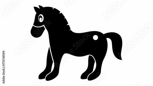 Charming black silhouette of a playful horse, perfect for children's designs and creative projects
