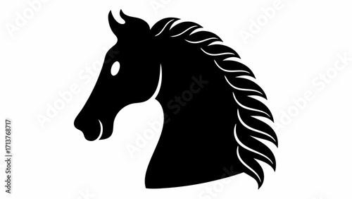 Majestic horse silhouette with flowing mane for equestrian themes and powerful branding designs