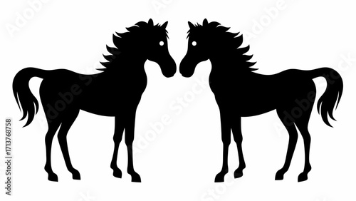 Majestic horse silhouettes face each other, creating a symmetrical design for equestrian lifestyle brands