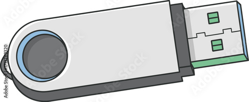 Sleek silver USB flash drive for portable data storage and transfer