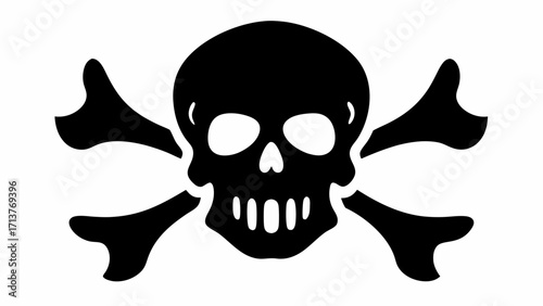 Bold black skull and crossbones emblem, a classic symbol of rebellion and danger, edgy tattoo
