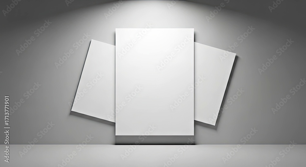 Fototapeta premium Vertical A3 Poster Mockup in a Gallery with Spotlight (2)