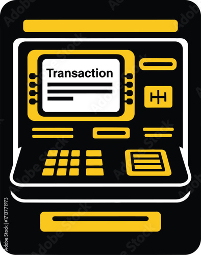 Modern atm machine with transaction screen and keypad