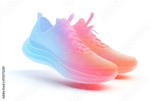 Shoe Mockup athletic shoes with gradient mesh design and shadow, clean and professional composition, copy space, background color white, minimalism, stock vector