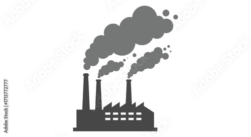 Industrial factory emitting dark smoke stacks pollution and environmental concerns