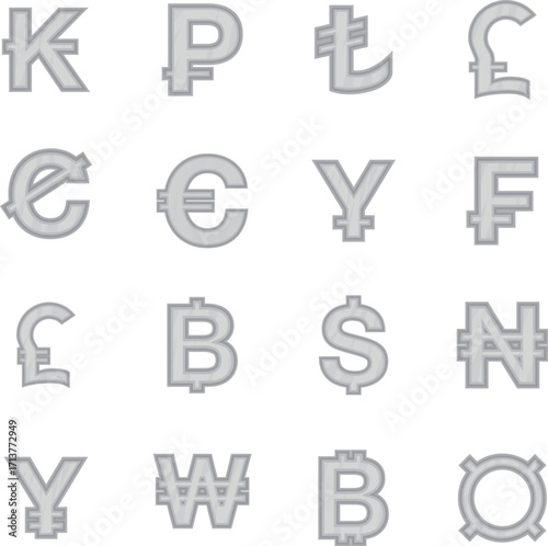 Currency from different countries icons set
