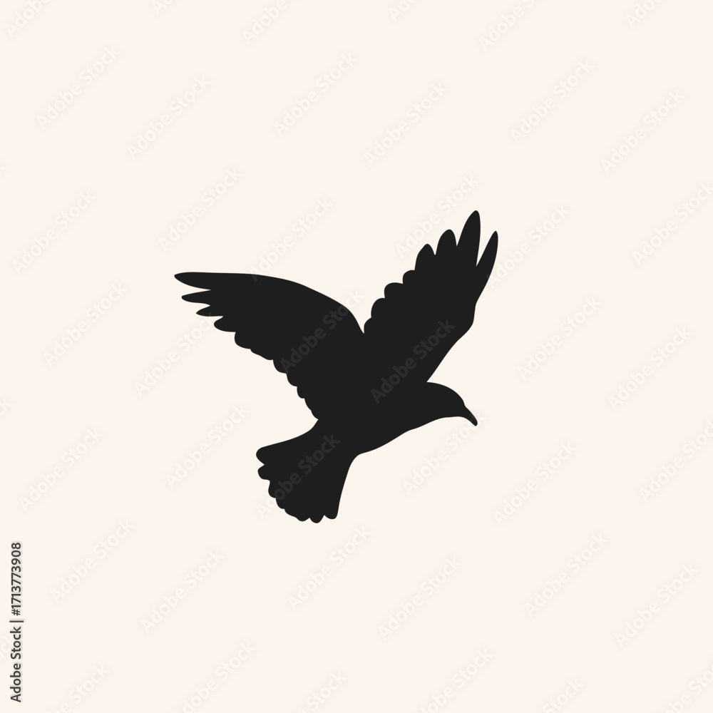 Fototapeta premium A stylized vector silhouette of a dove flying with outstretched wings, symbolizing peace and freedom