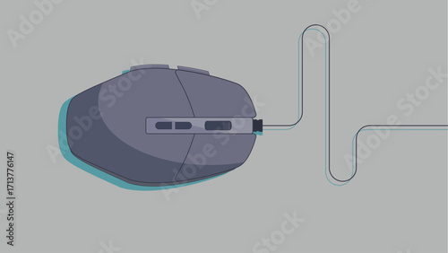 Wired computer mouse connected to a PC, showing a classic input device setup used for precise control, navigation, and user interaction