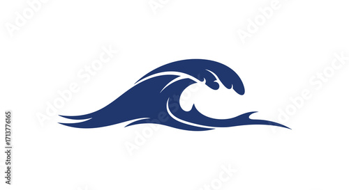 A simple graphic depiction of a dark blue ocean wave crest