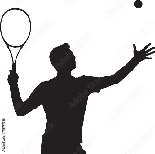 Tennis Player Silhouette Serving Ace