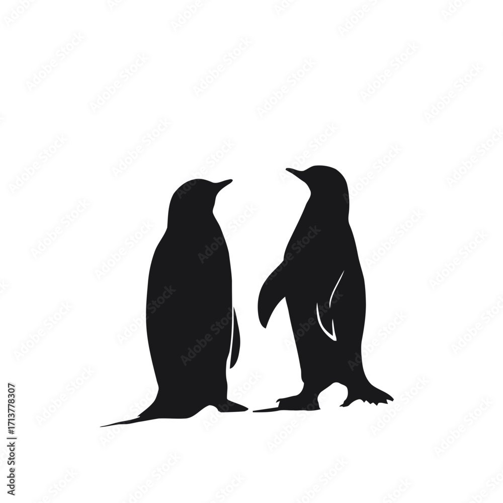 Naklejka premium A cute black penguin animal silhouette vector illustration is isolated on a white background