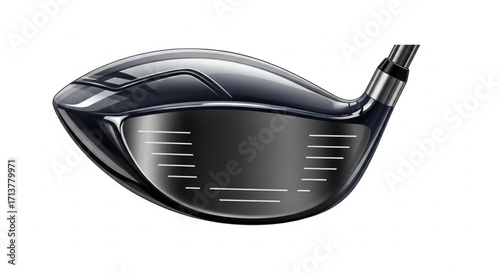 Close-up view of a black golf driver head with visible face grooves.