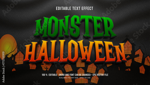 monster halloween editable text effect premium
