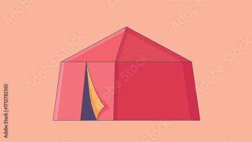 A camping tent set up in the great outdoors, surrounded by nature. The tent offers a comfortable and cozy shelter for outdoor adventures, with open space, greenery