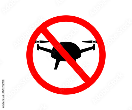 No drone zone sign icon. No drone zone sign symbol indicating aerial vehicle prohibition vector design and illustration. 