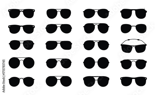 Collection of Black Silhouette Sunglasses on White Background