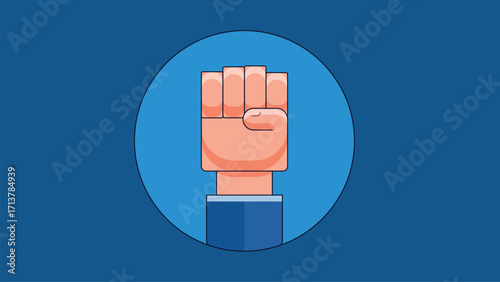 Illustration of a hand making a raised fist, symbolizing strength, unity, empowerment, and protest, depicted in a bold and expressive style
