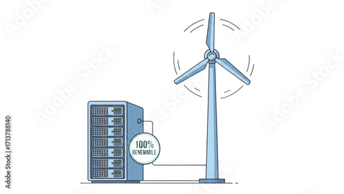 Advanced Guide to Achieving 100% Renewable Energy Integration in Data Centers with Wind Power for Sustainable Cloud Computing Efficiency,with white Transparent background