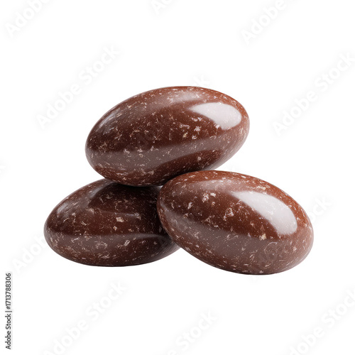 Dark chocolate, oblong candies stacked