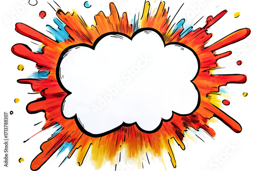 Colorful comic book speech bubble with explosion effect