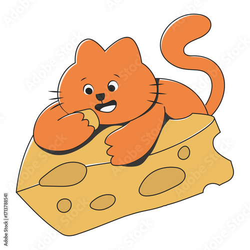 orange cat eats big cheese