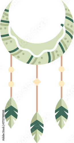 Boho Crescent Moon Dreamcatcher with Feathers and Beads