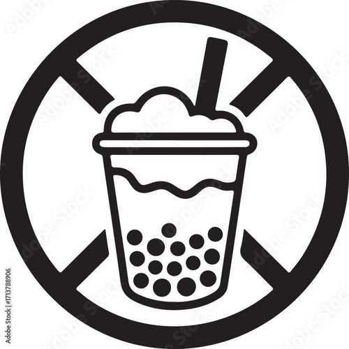 Prohibited Bubble Tea Drink Icon