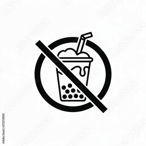 Prohibited Bubble Tea Beverage Symbol Icon