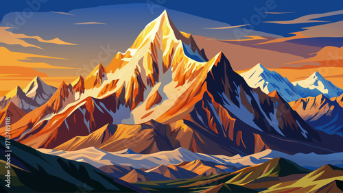 Aconcagua mountain in Argentina, the tallest peak in South America, rugged snow-covered summit rising above Andes mountain range