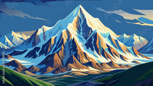 Mont Blanc, the highest mountain in the Alps, majestic snow-covered summit with glaciers and rocky ridges, symbol of Europe’s alpine beauty