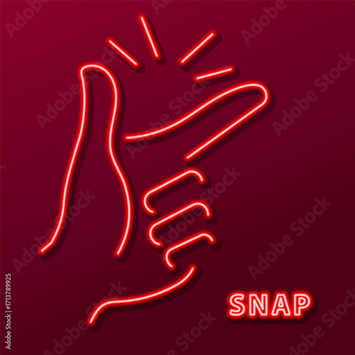 snap of fingers neon sign, modern glowing banner design, colorful modern design trends. Vector illustration.