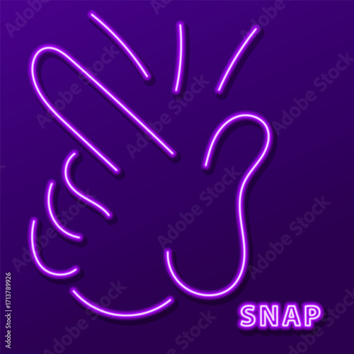 snap of fingers neon sign, modern glowing banner design, colorful modern design trends. Vector illustration.