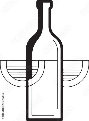 Stylized Bottle and Barrel Design