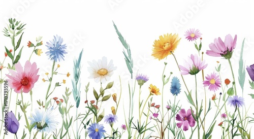 spring flowers on white background
