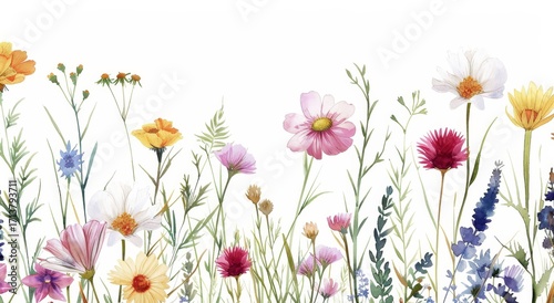 spring flowers on white background