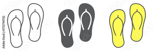 Flip flops icon, summer and beach, footwear sign vector graphics, a linear icon on a white background, eps 10.