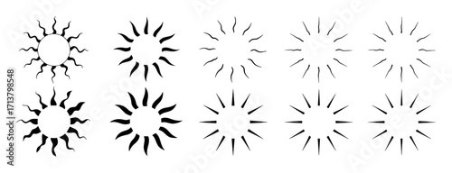 Collection of Stylized Sunburst and Sun Icons
