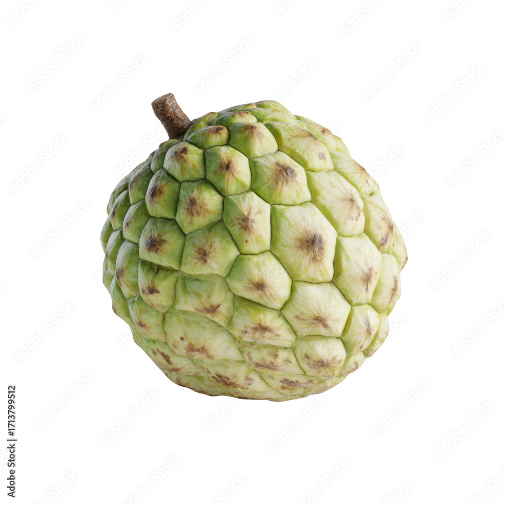Fototapeta premium Single Cherimoya Fruit Isolated on White Background
